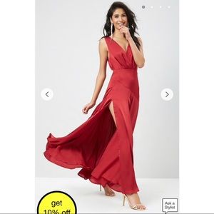 Forever 21 wine color satin maxi dress